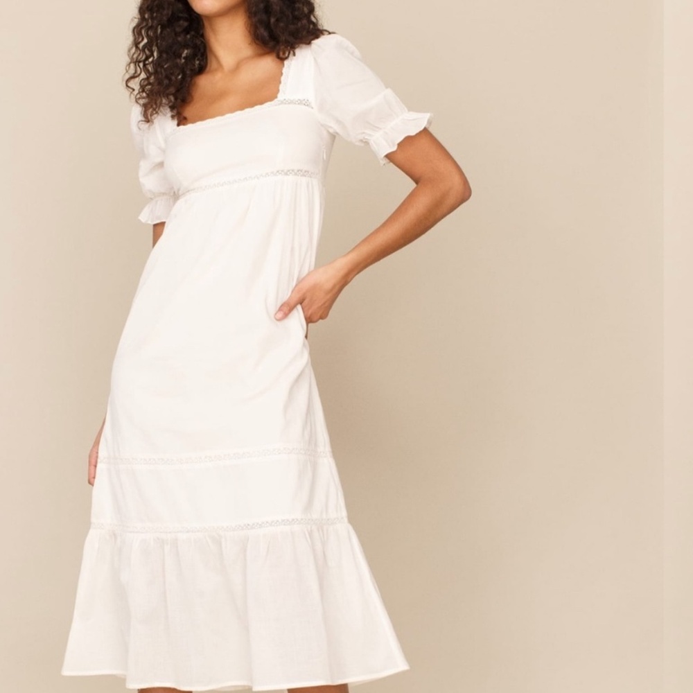 REFORMATION BEKKAH CREAM MIDI DRESS